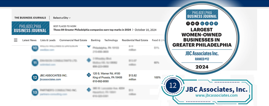 JBC Associates Ranked #12 on Philadelphia Business Journal’s List of Largest Women-Owned Businesses